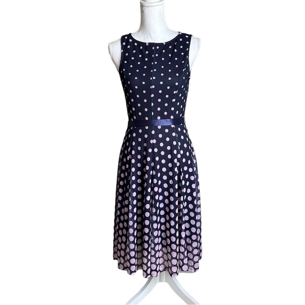 Haani Polka Dot Sleeveless Skater Midi Dress Size Small